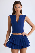 Chic Open-Front Crop Top in True Navy