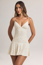 Chic Modal Ruched A-Line Mini Dress in Floral Print