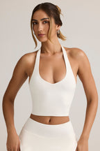 Chic Modal Halterneck Tank Top in White
