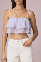 Chic Ruffled Cropped Camisole Top in Lilac