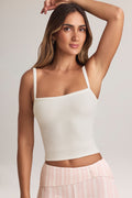 Chic Modal Square-Neck Camisole Top in White