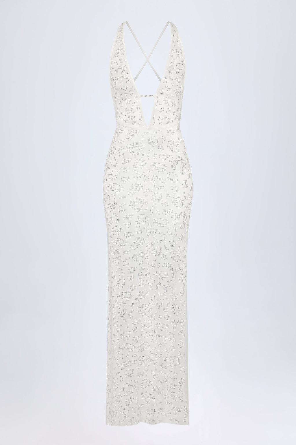 Chic Embellished Backless Maxi Dress in White