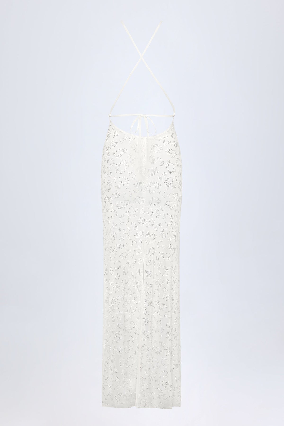Chic Embellished Backless Maxi Dress in White