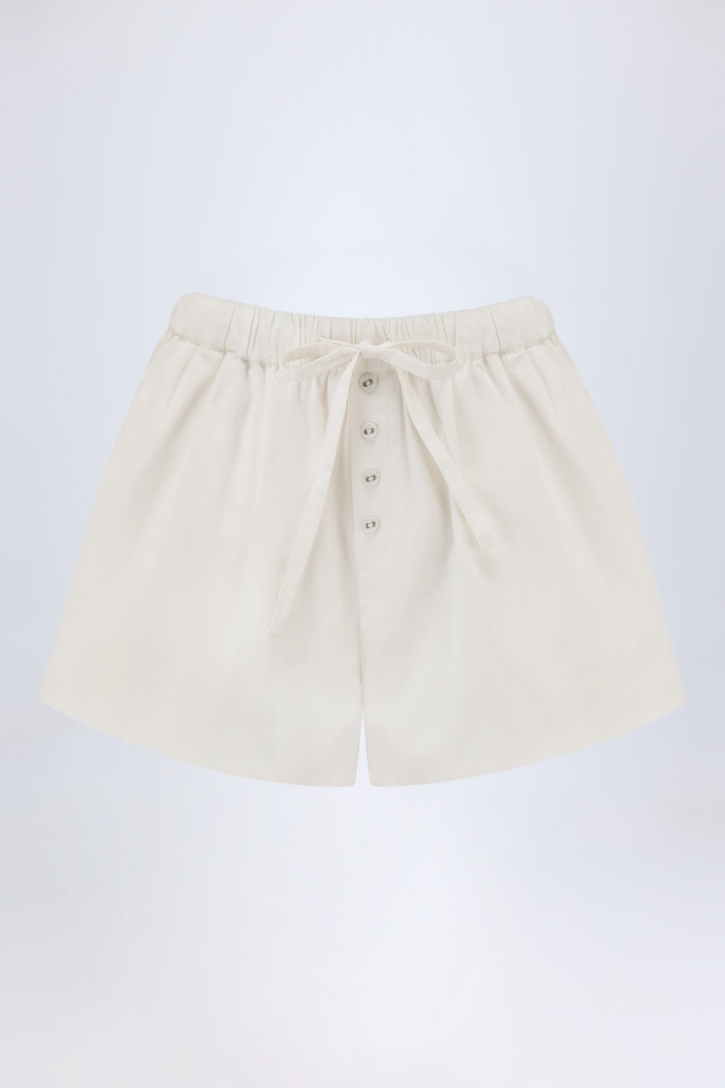 Chic Mid-Rise Cotton-Poplin Shorts in White