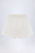 Chic Mid-Rise Cotton-Poplin Shorts in White