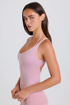 Chic Stretch Cotton Jersey Layered Crossback Bodysuit in Mauve