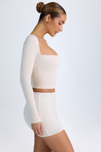Chic Modal Halterneck Ruched Top in Ivory