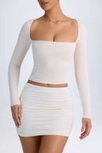 Chic Modal Halterneck Ruched Top in Ivory