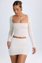 Chic Modal Halterneck Ruched Top in Ivory