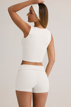 Chic Modal Ribbed Button-Up Vest Top in White