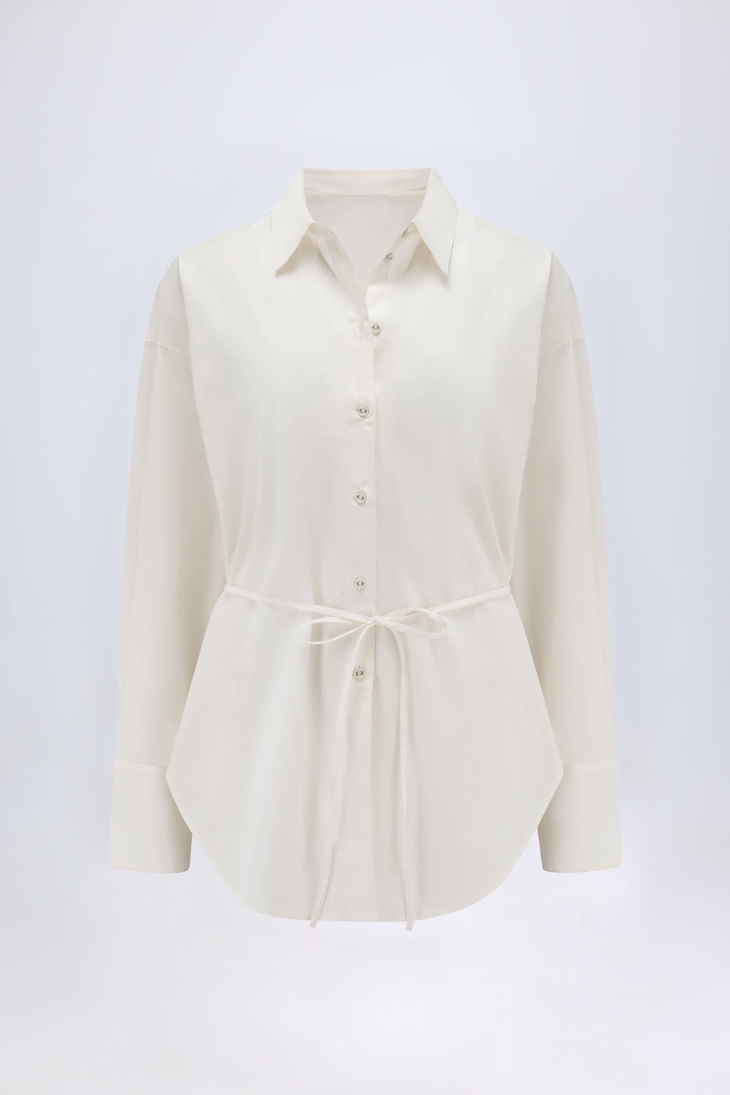 Chic Oversized Cotton-Poplin Shirt in White