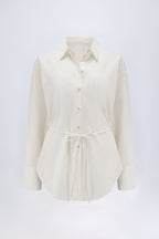 Chic Oversized Cotton-Poplin Shirt in White
