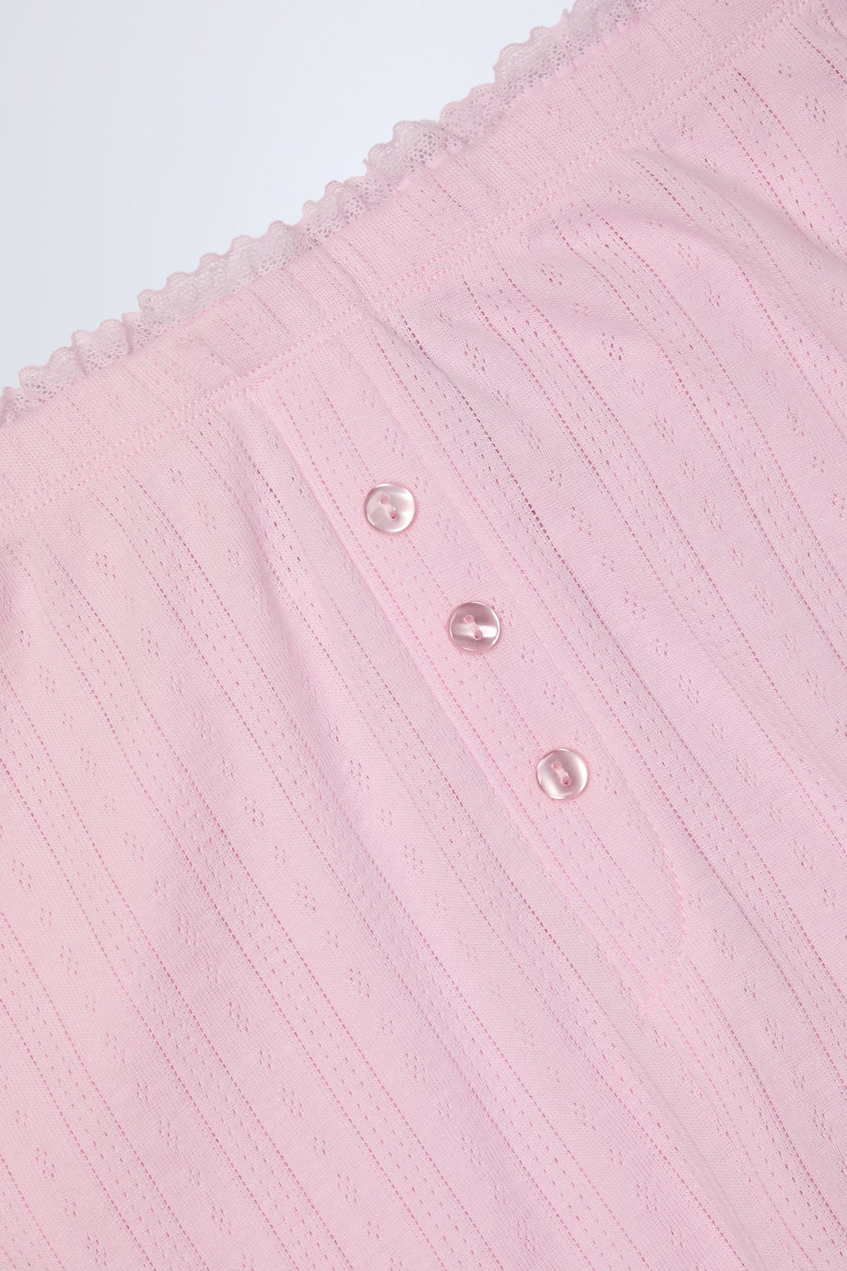 Chic Pointelle Mid-Rise Straight-Leg Trousers in Baby Pink
