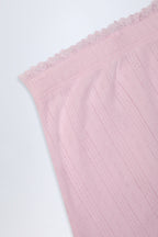 Chic Pointelle Mid-Rise Straight-Leg Trousers in Baby Pink