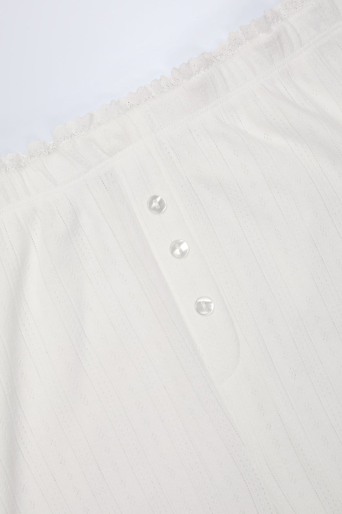 Chic Pointelle Mid-Rise Straight-Leg Trousers in White