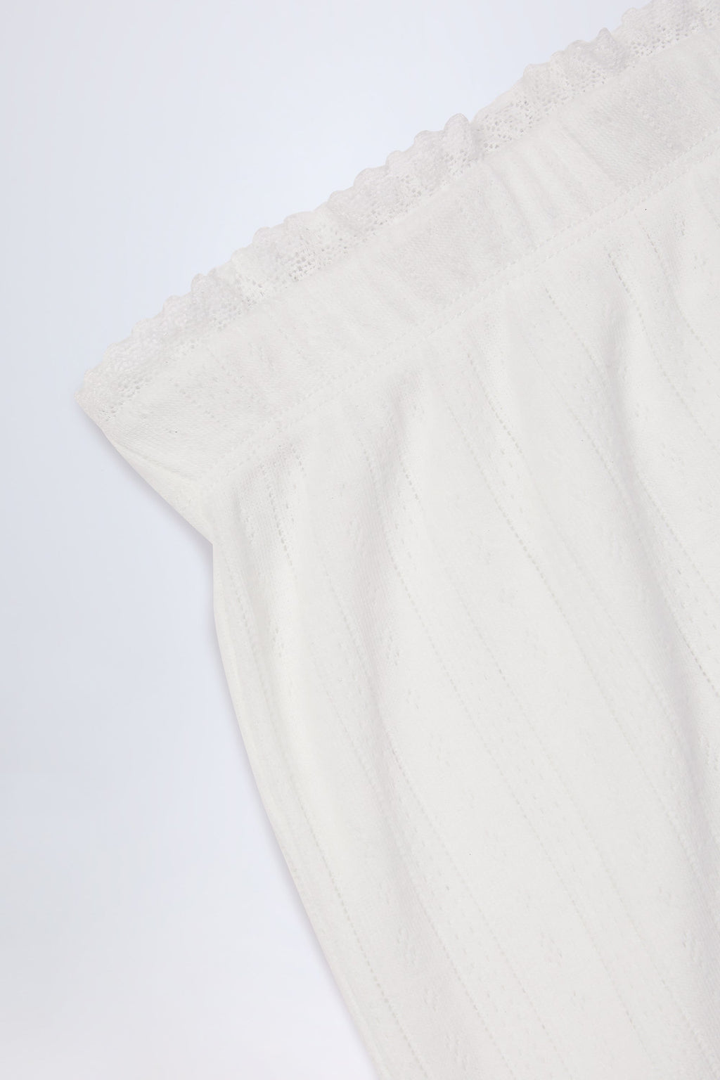 Chic Pointelle Mid-Rise Straight-Leg Trousers in White