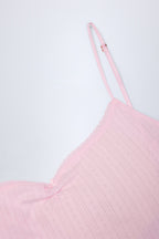 Chic Pointelle Ruched Camisole Crop Top in Baby Pink