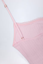 Chic Pointelle Ruched Camisole Crop Top in Baby Pink