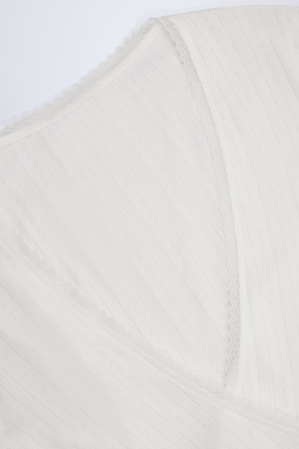 Chic Pointelle Wrap Crop Top in White