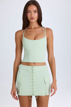 Chic Lace-Up Cargo Micro Mini Skirt in Green