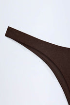 Chic High-Leg Cheeky Bikini Bottoms in Dark Chocolate