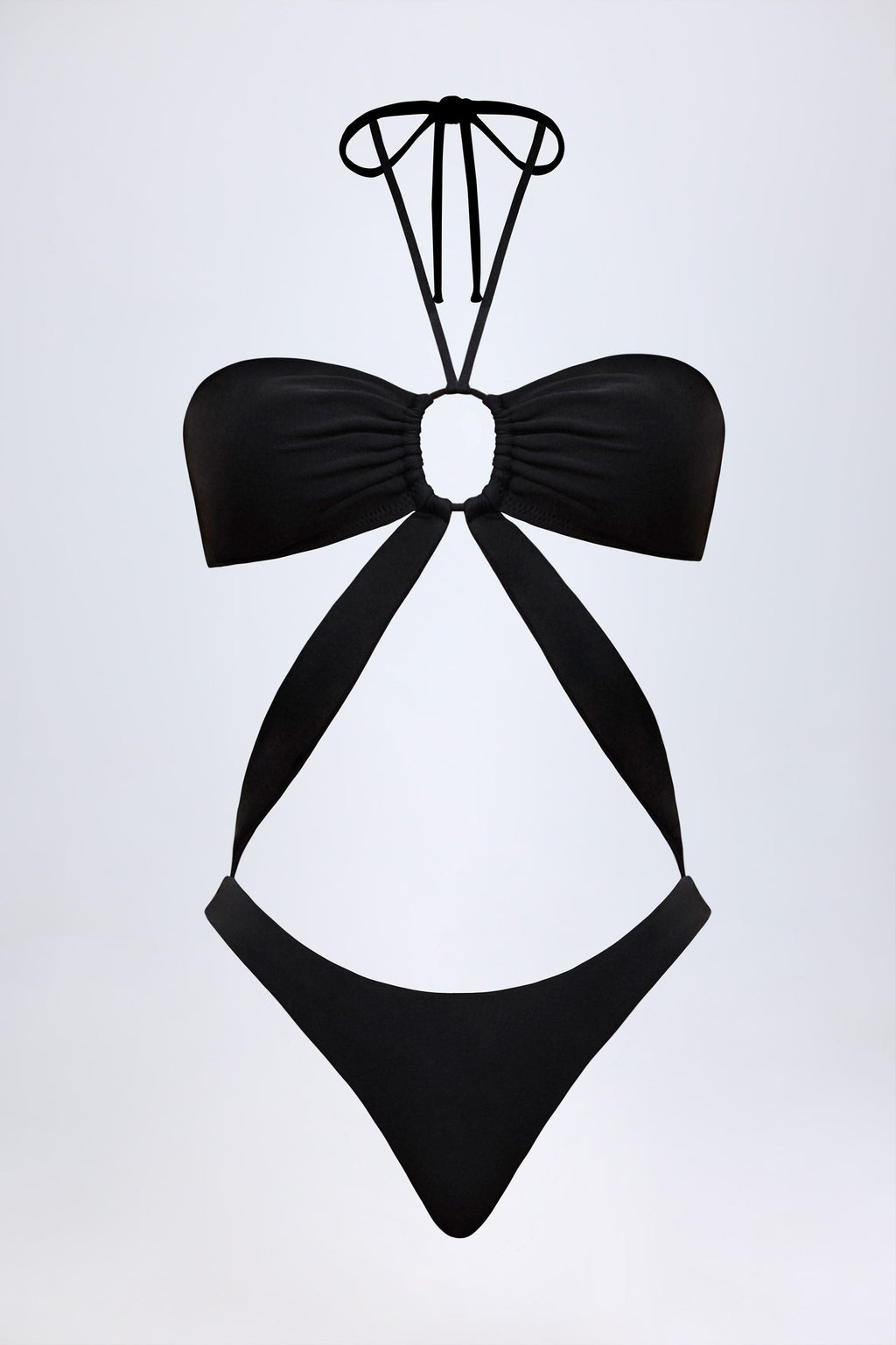 Chic Cut-Out Halterneck Swimsuit in Black