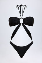 Chic Cut-Out Halterneck Swimsuit in Black