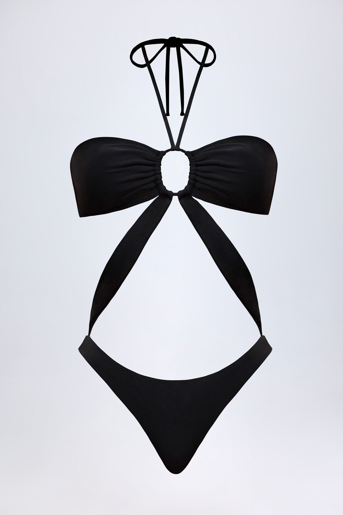 Chic Cut-Out Halterneck Swimsuit in Black