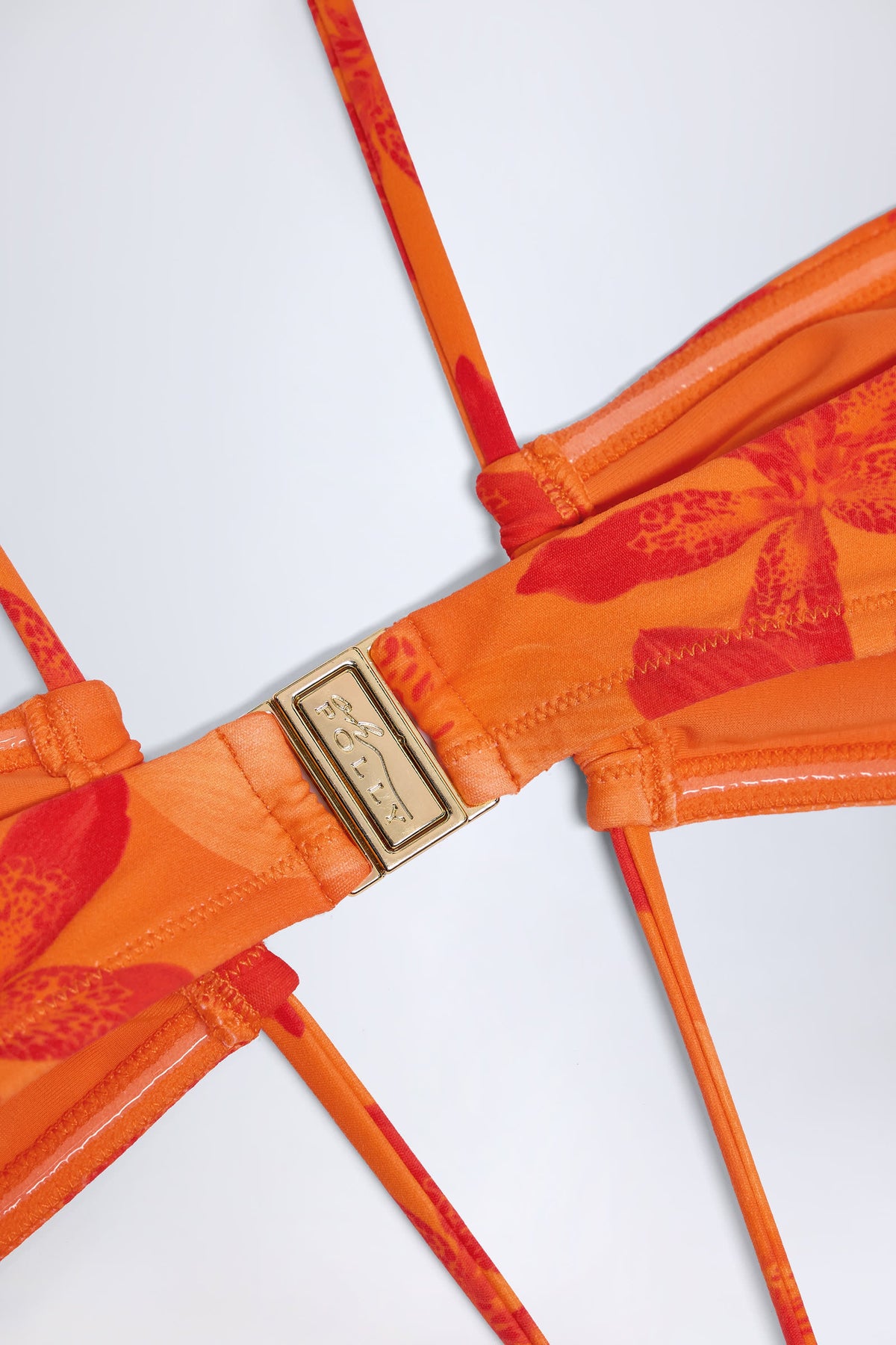 Chic Cut-Out Halterneck Swimsuit in Orange Orchid Print