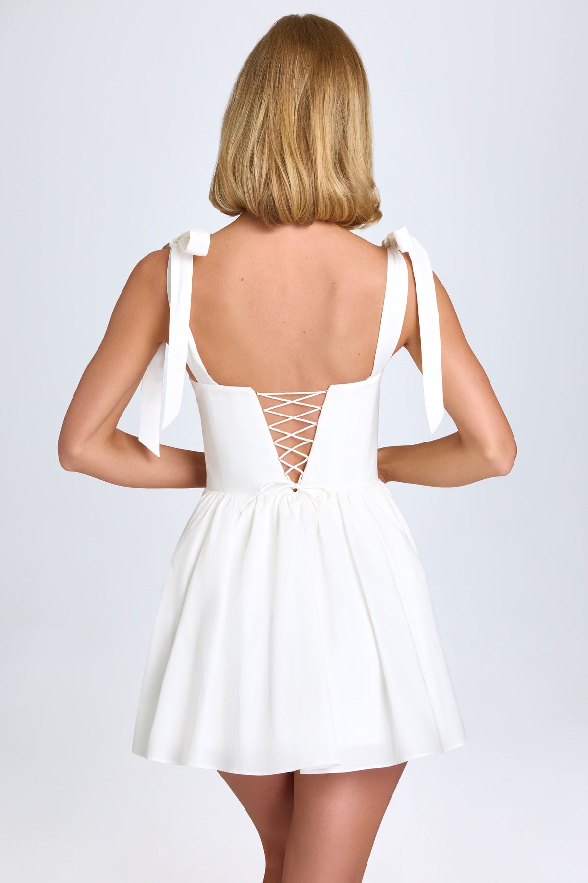 Chic Ruched Corset Mini Dress in White