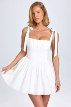 Chic Ruched Corset Mini Dress in White