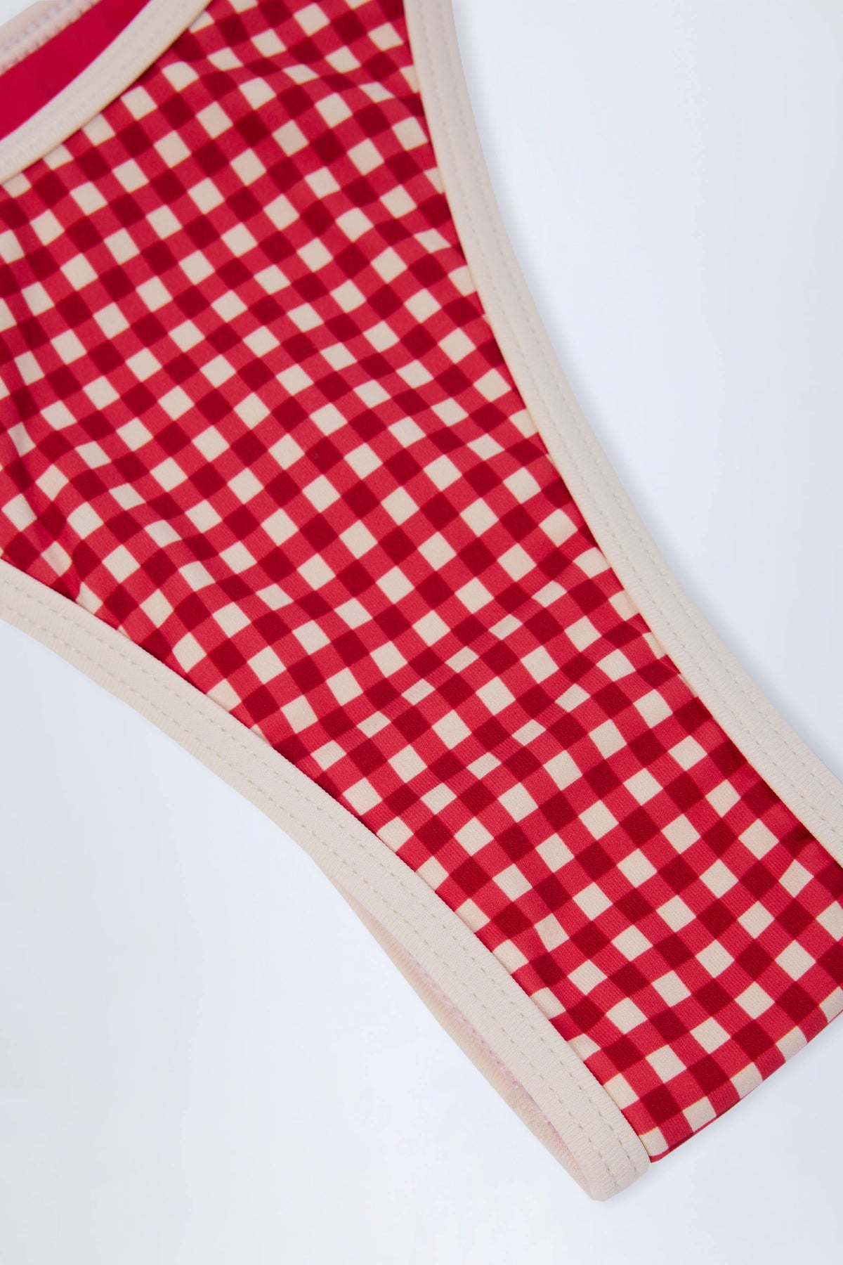 Chic Double-Strap Cheeky Bikini Bottoms in Red Gingham