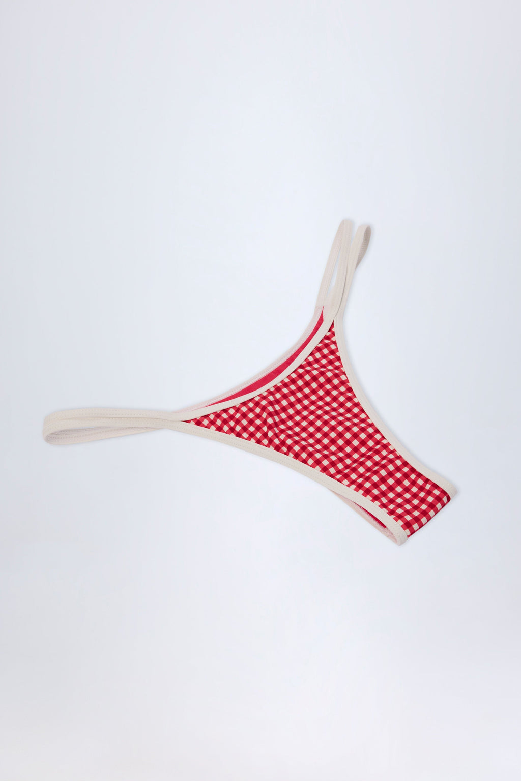Chic Double-Strap Cheeky Bikini Bottoms in Red Gingham