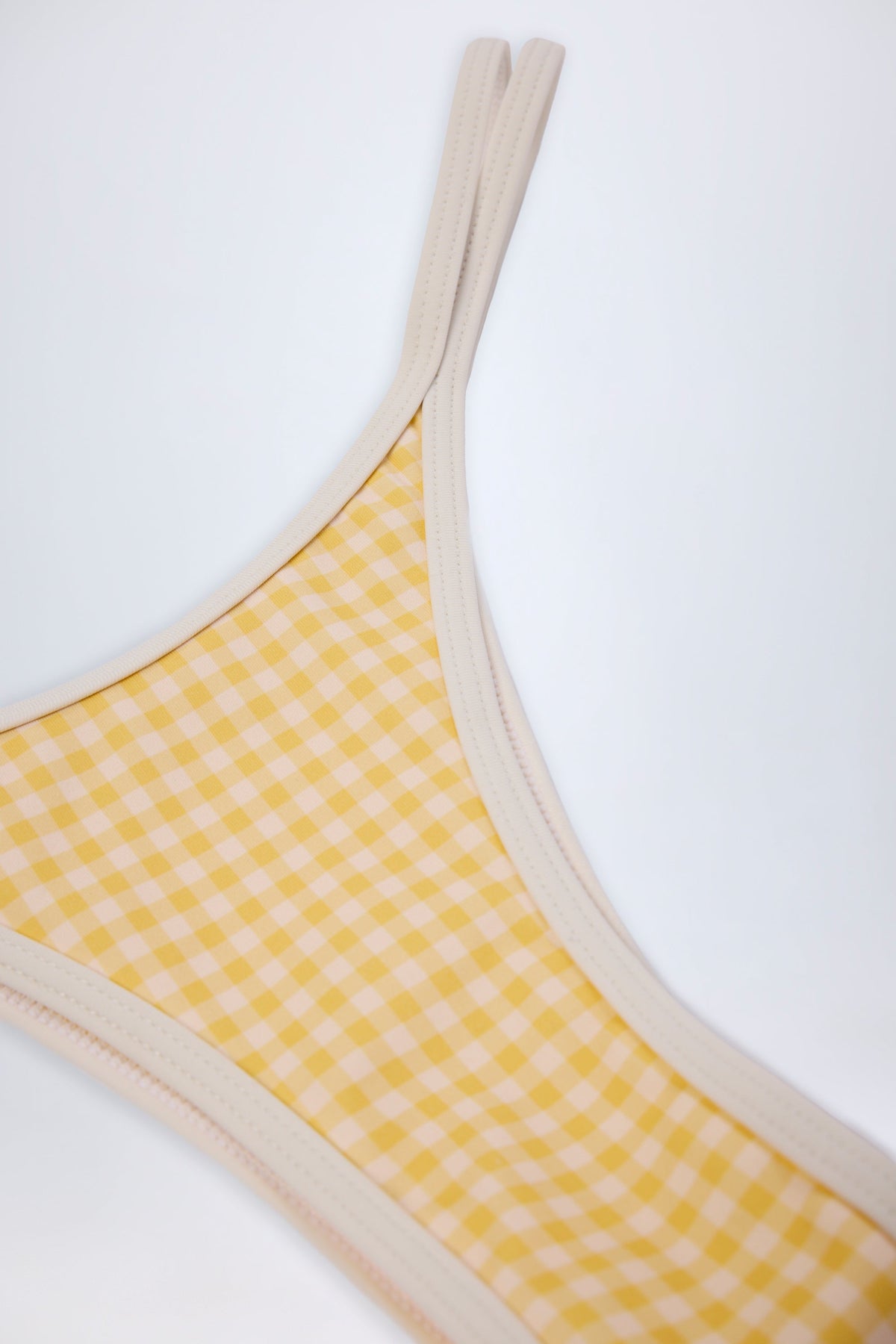 Chic Double-Strap Cheeky Bikini Bottoms in Yellow Gingham