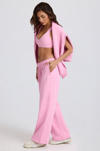 Chic Soft Cotton Jersey Mid-Rise Wide-Leg Joggers in Baby Pink