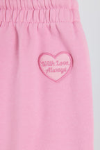 Chic Soft Cotton Jersey Mid-Rise Wide-Leg Joggers in Baby Pink