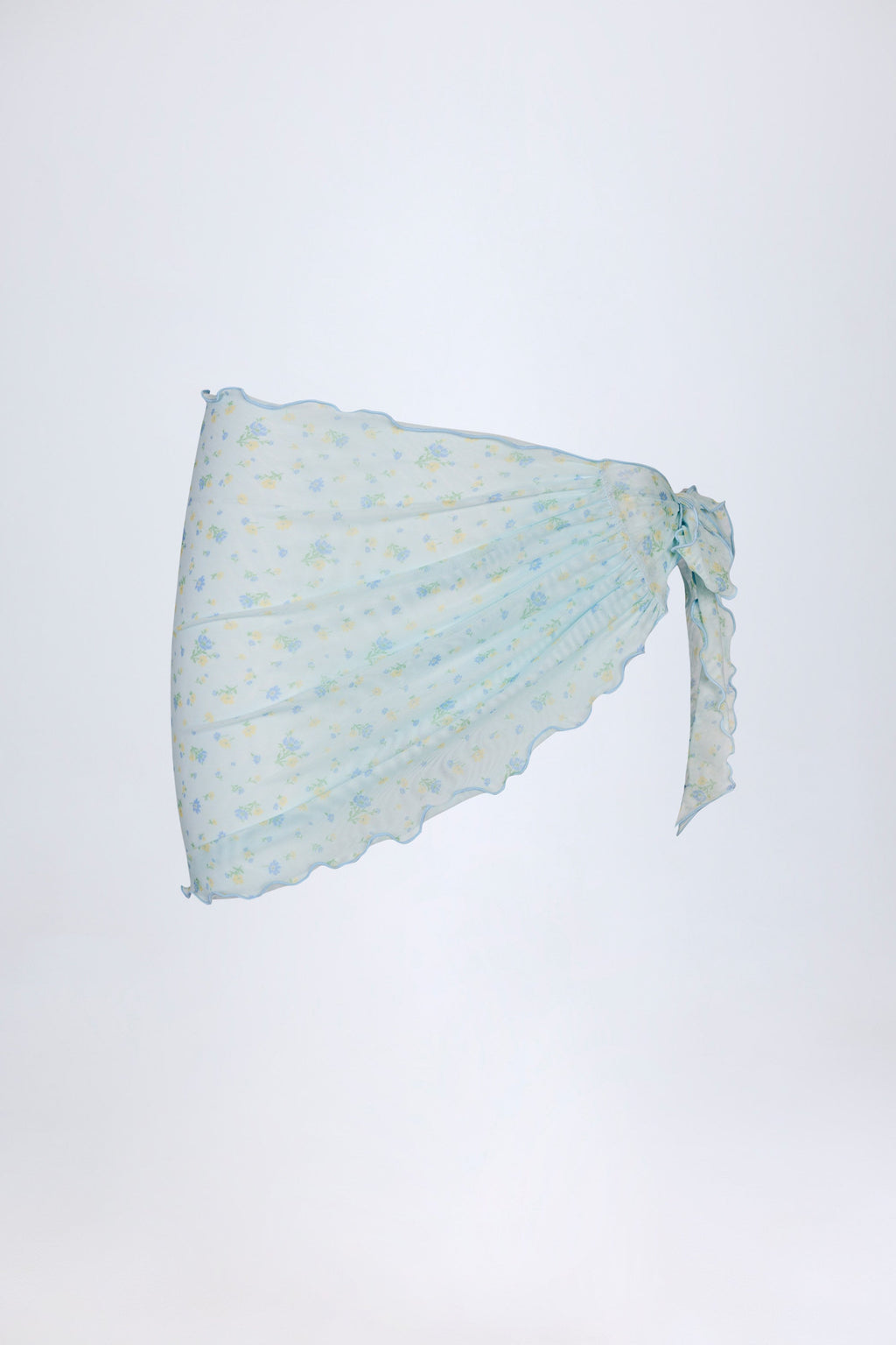 Chic Side-Tie Sarong in Blue Floral
