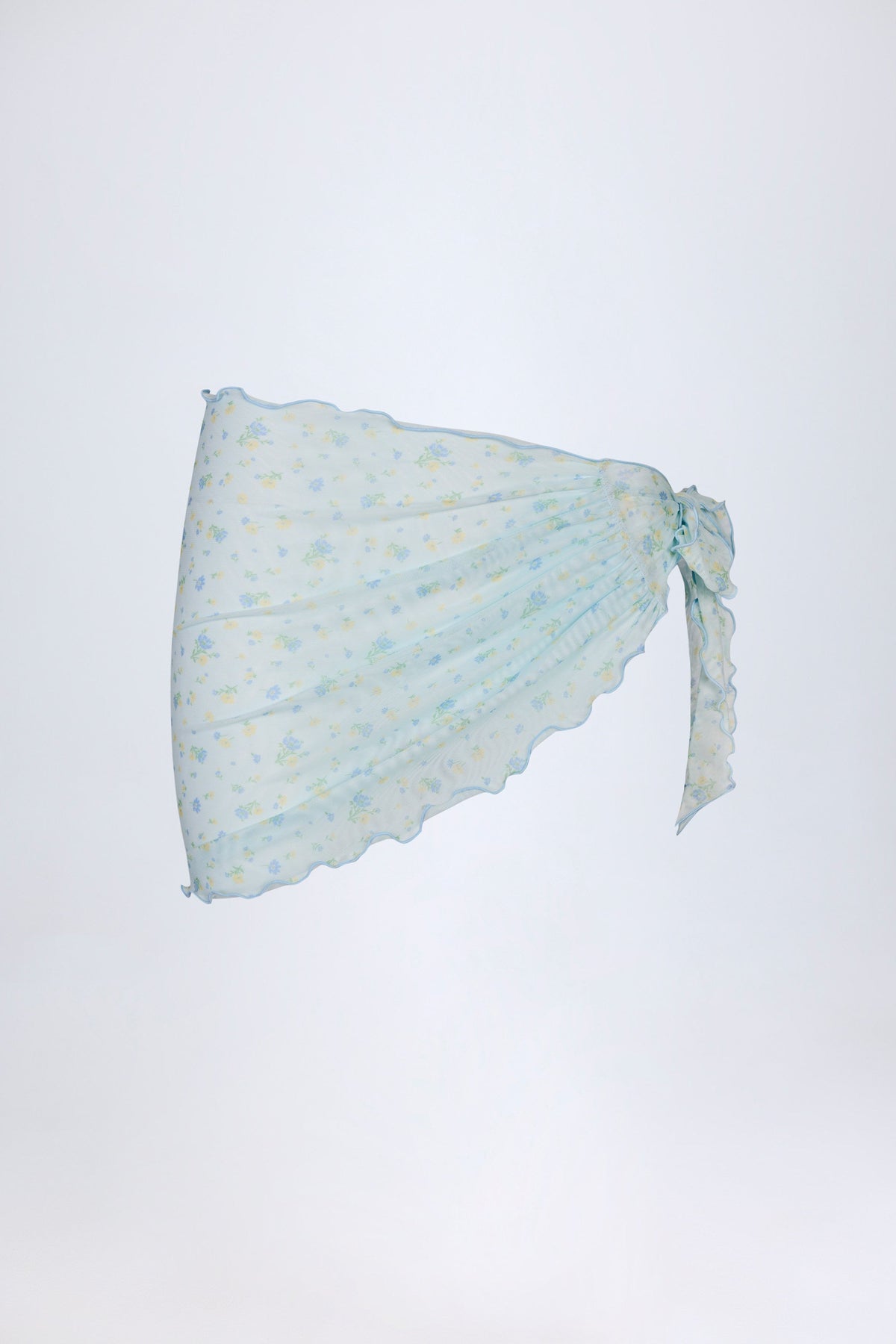 Chic Side-Tie Sarong in Blue Floral