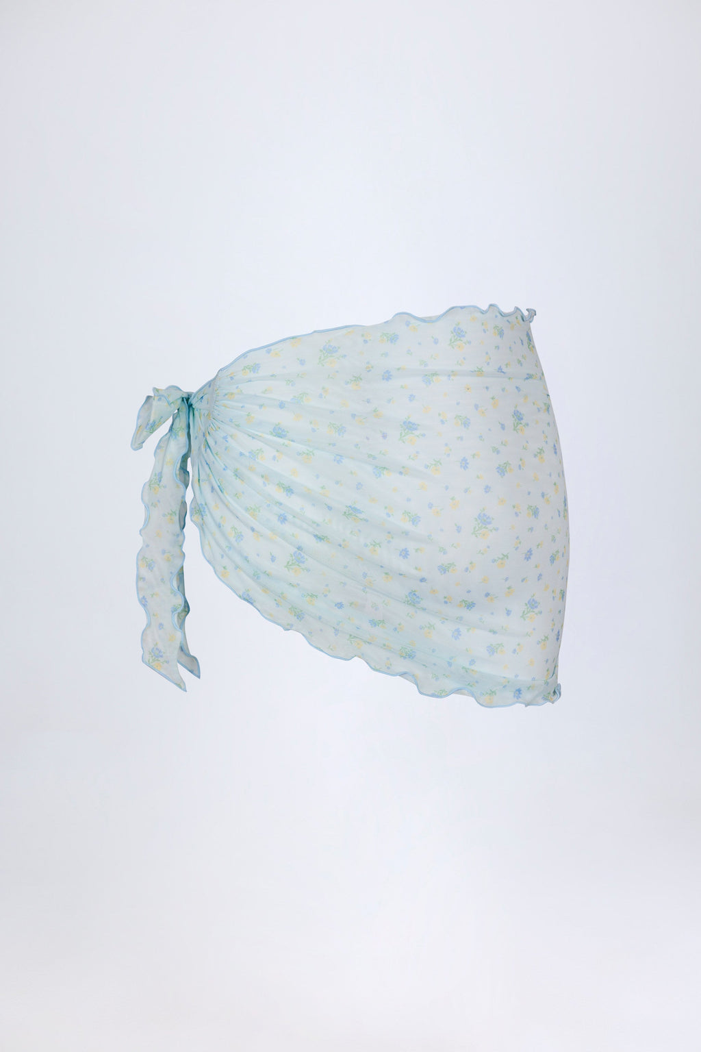 Chic Side-Tie Sarong in Blue Floral