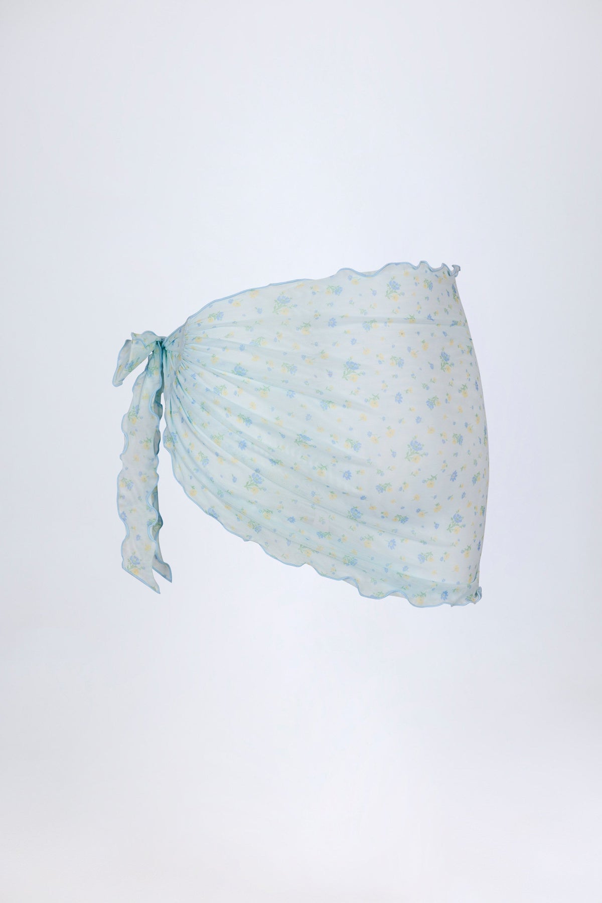 Chic Side-Tie Sarong in Blue Floral