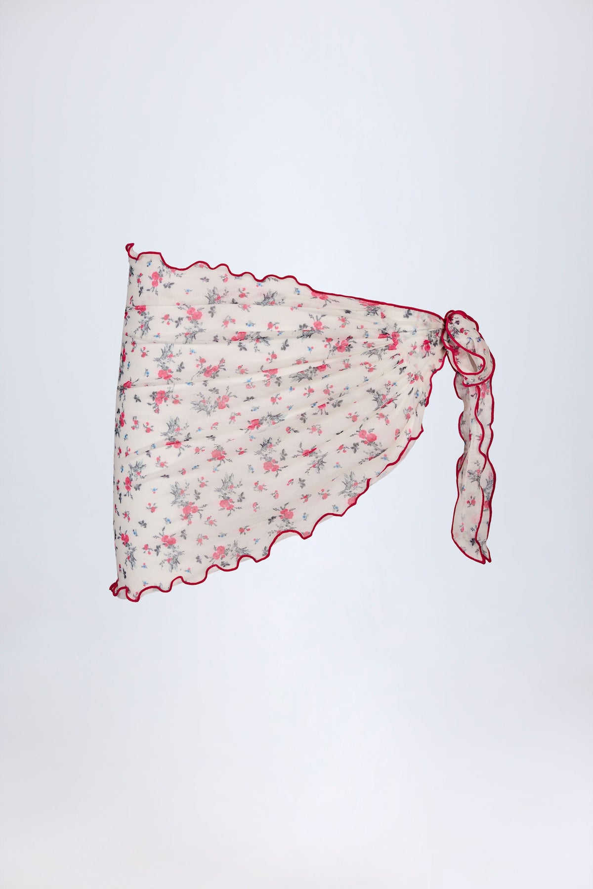 Chic Side-Tie Sarong in Red Floral