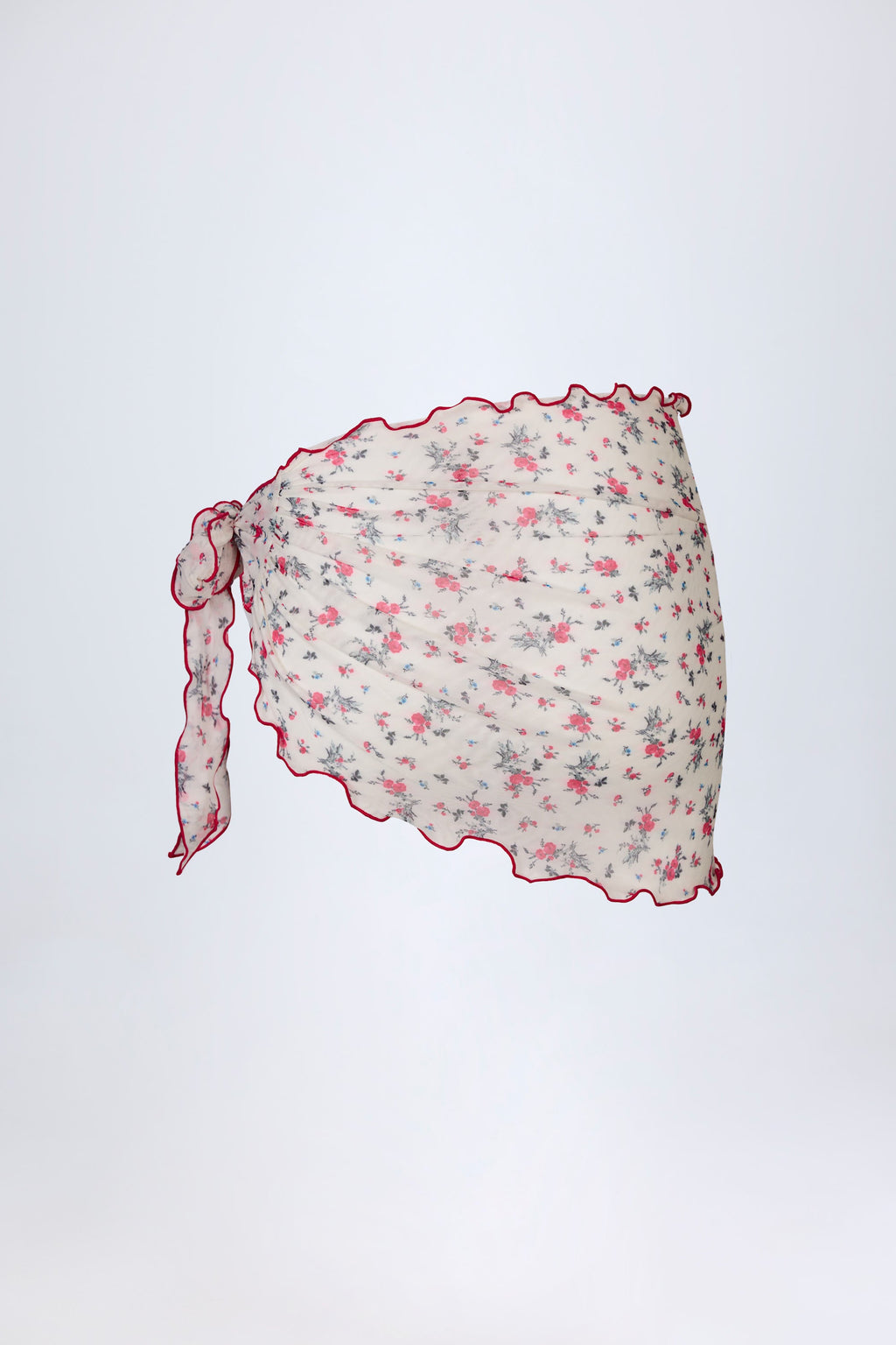 Chic Side-Tie Sarong in Red Floral