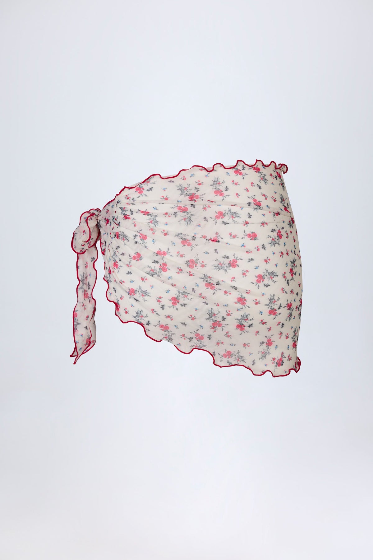 Chic Side-Tie Sarong in Red Floral