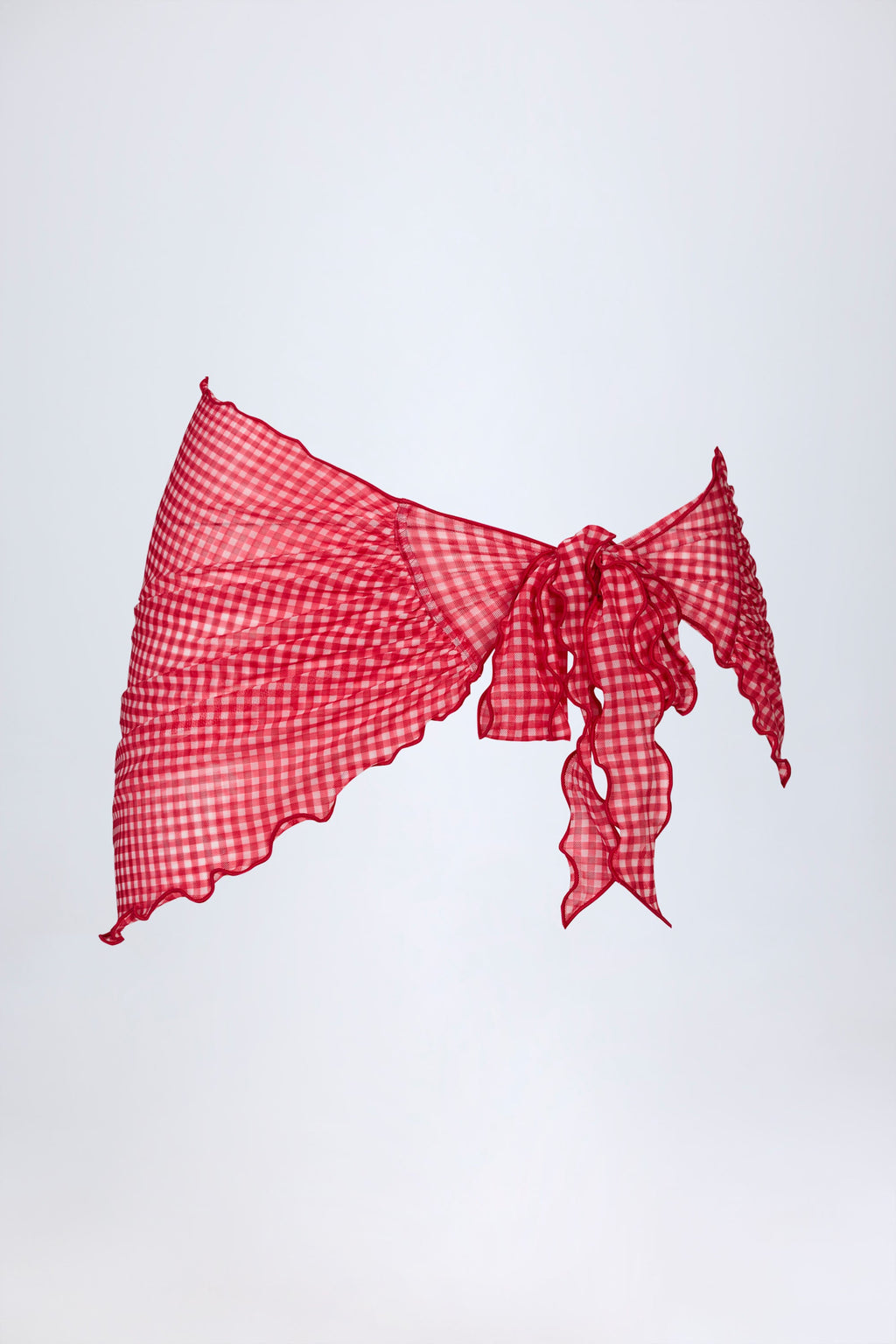 Chic Side-Tie Sarong in Red Gingham