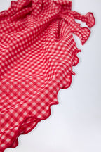 Chic Side-Tie Sarong in Red Gingham
