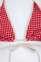 Chic Halterneck Bikini Top in Red Gingham