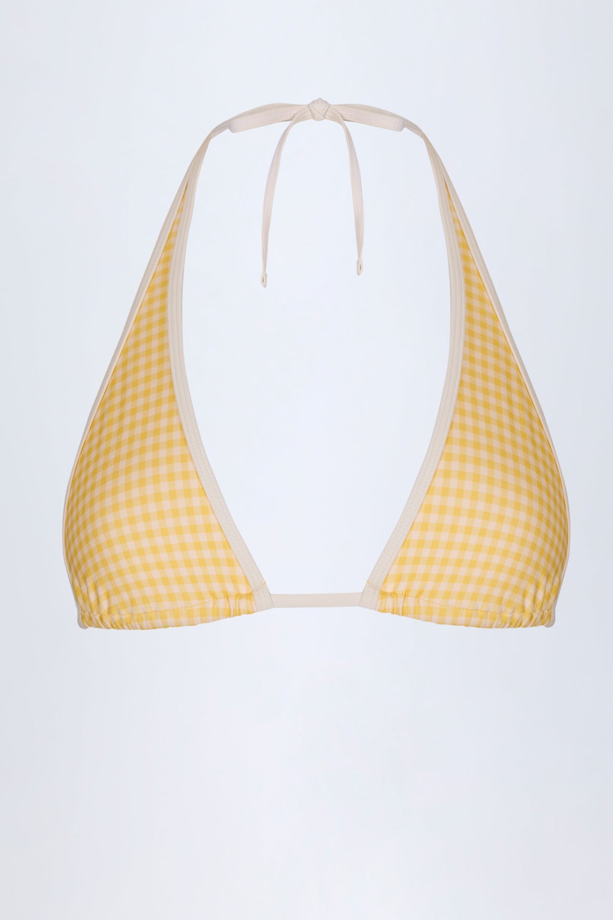 Chic Halterneck Bikini Top in Yellow Gingham