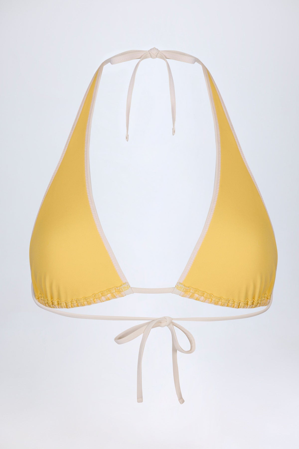 Chic Halterneck Bikini Top in Yellow Gingham