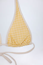 Chic Halterneck Bikini Top in Yellow Gingham