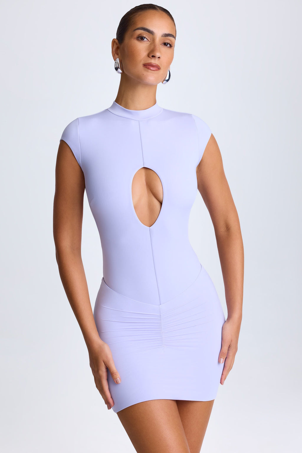 Chic Ruched Mini Skirt in Soft Lilac